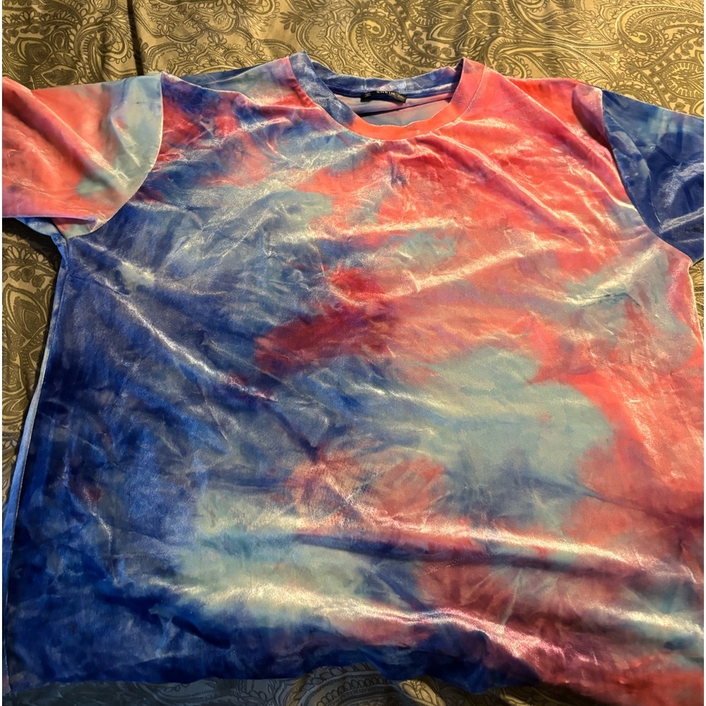 Crushed Velvet TShirt Rainbow Color